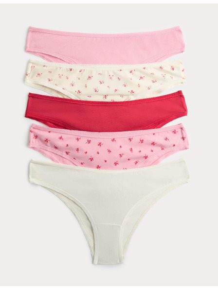 Marks & Spencer Brazilské kalhotky s vysokým podílem bavlny a materiálem Lycra™, 5 ks Marks & Spencer růžová