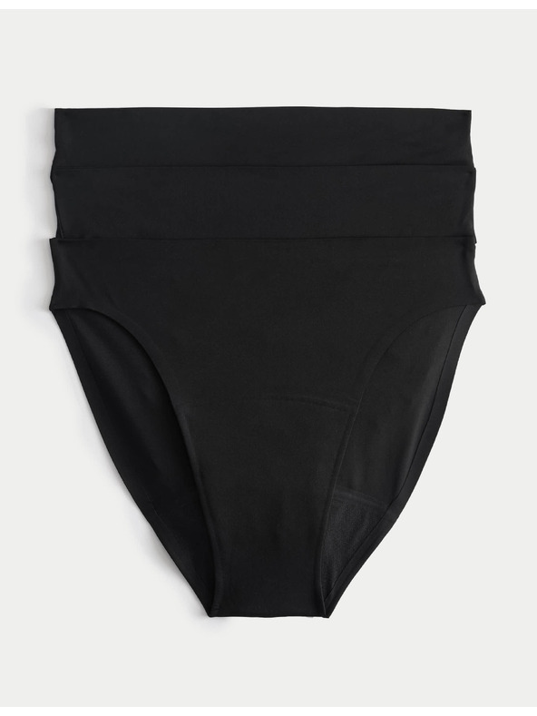 Marks & Spencer Sada 3 ks bikinových menstruačních kalhotek bez viditelných lemů Marks & Spencer černá