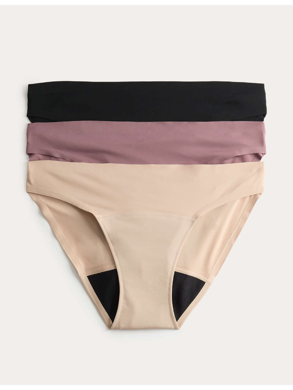 Marks & Spencer Sada 3 ks bikinových menstruačních kalhotek bez viditelných lemů Marks & Spencer černá