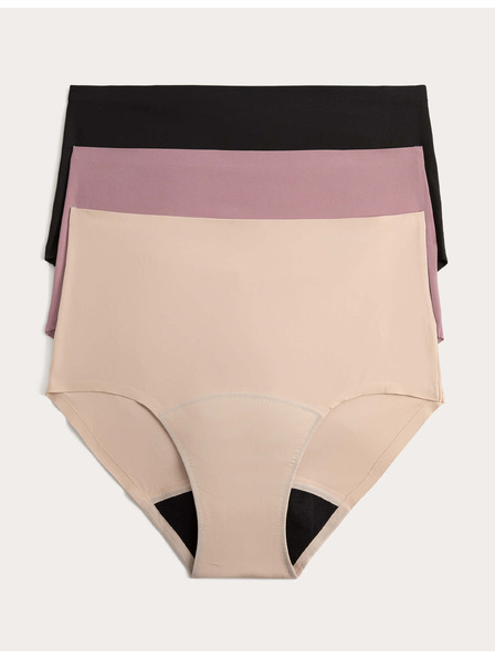 Marks & Spencer Vysoce savé menstruační kalhotky do pasu bez viditelného lemu, 3 ks Marks & Spencer černá