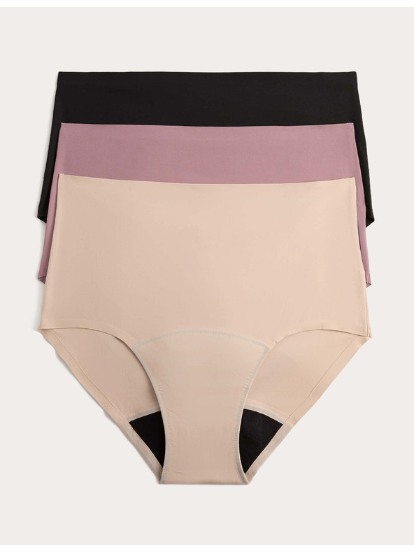 Marks & Spencer Vysoce savé menstruační kalhotky do pasu bez viditelného lemu, 3 ks Marks & Spencer černá
