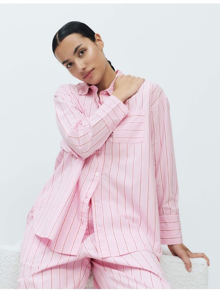 Marks & Spencer Pruhovaná noční košile z popelínu a čisté bavlny Marks & Spencer růžová