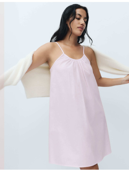 Marks & Spencer Krátká pruhovaná košilka z čisté bavlny Marks & Spencer růžová