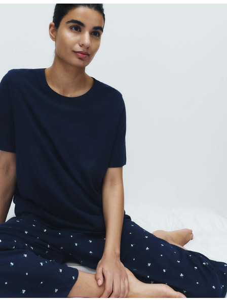 Marks & Spencer Zkrácená pyžamová souprava z čisté bavlny s potiskem Marks & Spencer námořnická modrá