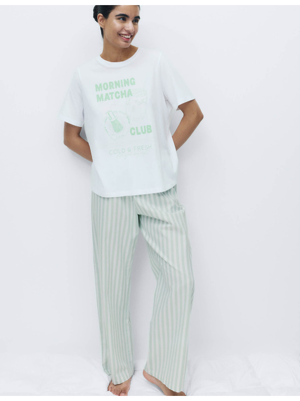 Marks & Spencer Čistě bavlněná pyžamová souprava Marks & Spencer zelená