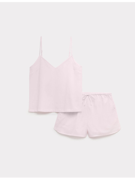Marks & Spencer Pruhovaná tkaná krátká pyžamová souprava s košilkovým topem Marks & Spencer růžová