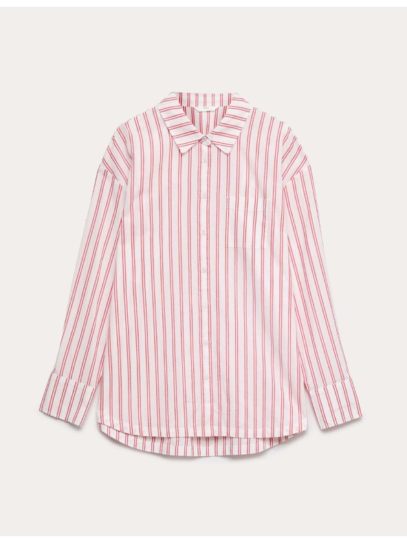 Marks & Spencer Proužkovaná pyžamová košile z čisté bavlny Marks & Spencer červená