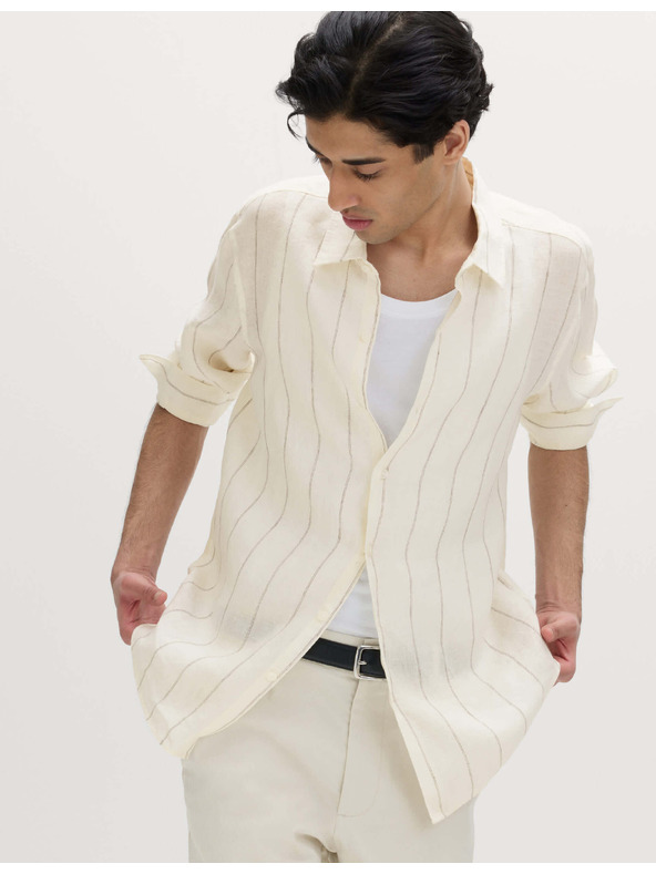 Marks & Spencer Pruhovaná košile klasického střihu z čistého lnu Marks & Spencer bílá