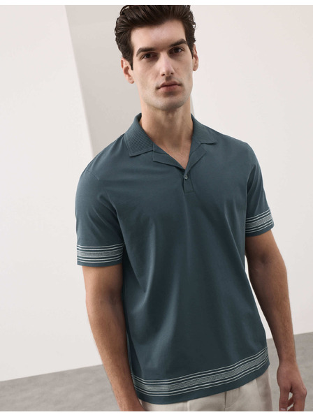 Marks & Spencer Vyšívaná polokošile Supima®, z čisté bavlny Marks & Spencer modrá