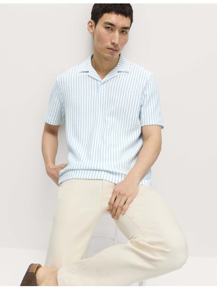 Marks & Spencer Žerzejová polokošile s geometrickým vzorem, s vysokým podílem bavlny Marks & Spencer modrá