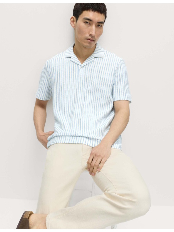 Marks & Spencer Žerzejová polokošile s geometrickým vzorem, s vysokým podílem bavlny Marks & Spencer modrá