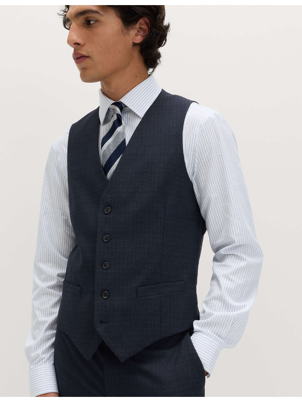Marks & Spencer Texturovaná vesta se strečem Marks & Spencer námořnická modrá