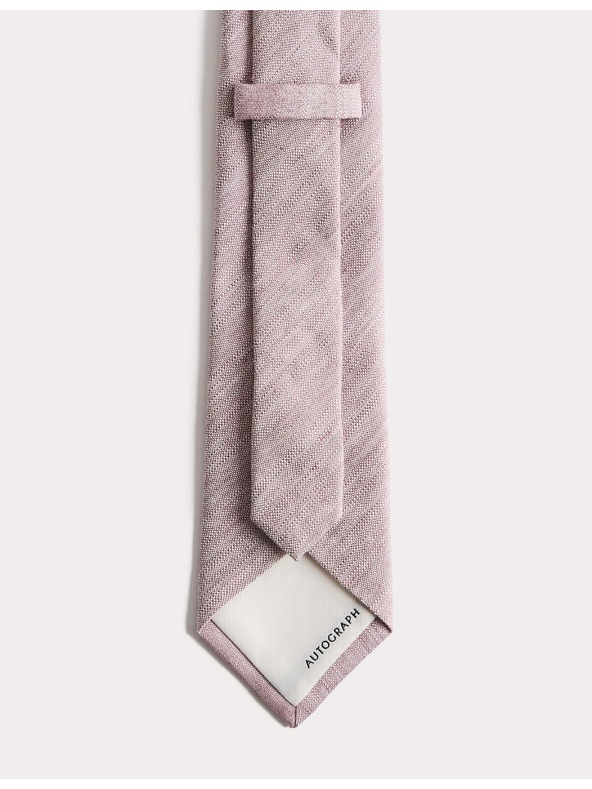 Marks & Spencer Texturovaná kravata s vysokým podílem lnu Marks & Spencer růžová