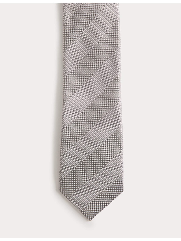 Marks & Spencer Texturovaná proužkovaná kravata z čistého hedvábí Marks & Spencer šedá