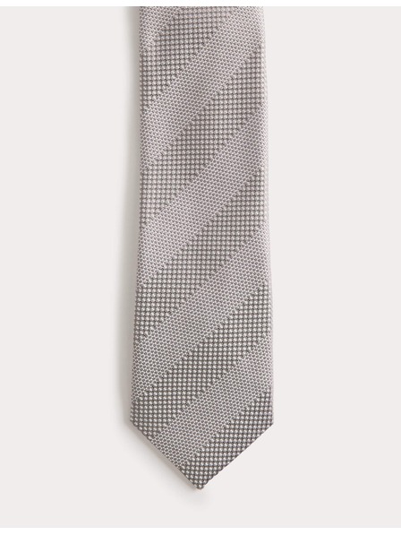 Marks & Spencer Texturovaná proužkovaná kravata z čistého hedvábí Marks & Spencer šedá