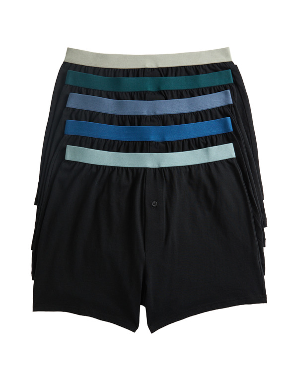 Marks & Spencer Žerzejové boxerky z čisté bavlny s technologií Cool & Fresh™, 5 ks v balení Marks & Spencer černá