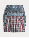 Marks & Spencer Kostkované tkané boxerky z čisté bavlny, 5 ks v balení Marks & Spencer modrá