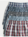Marks & Spencer Kostkované tkané boxerky z čisté bavlny, 5 ks v balení Marks & Spencer modrá