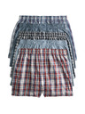 Marks & Spencer Kostkované tkané boxerky z čisté bavlny, 5 ks v balení Marks & Spencer modrá