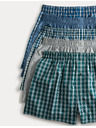 Marks & Spencer Kostkované tkané boxerky z čisté bavlny, 5 ks v balení Marks & Spencer zelená