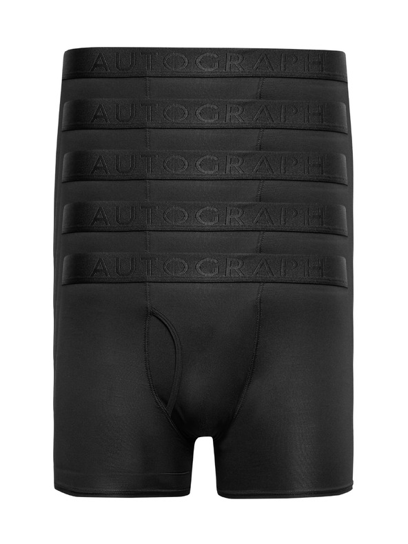 Marks & Spencer Pruhované trenýrky Microskin, sada 5 ks Marks & Spencer černá