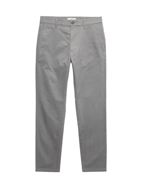 Marks & Spencer Strečové chino kalhoty úzkého střihu Marks & Spencer šedá