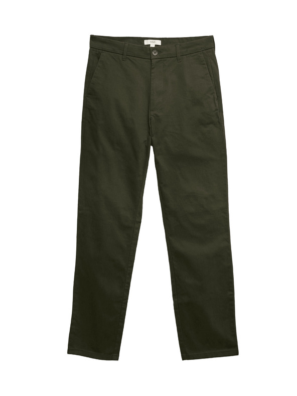 Marks & Spencer Strečové chino kalhoty normálního střihu Marks & Spencer zelená