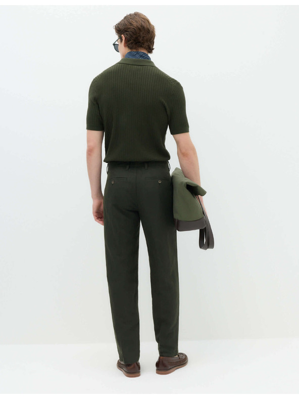 Marks & Spencer Chino kalhoty ze směsi lnu, normální střih Marks & Spencer zelená