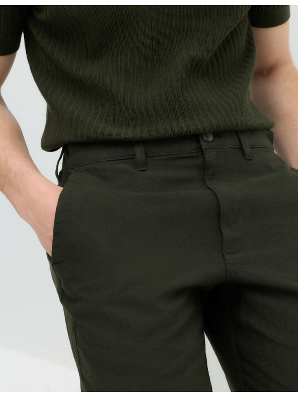 Marks & Spencer Chino kalhoty ze směsi lnu, normální střih Marks & Spencer zelená