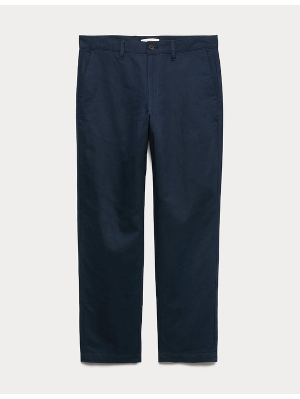 Marks & Spencer Chino kalhoty ze směsi lnu, normální střih Marks & Spencer námořnická modrá