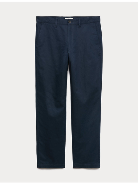 Marks & Spencer Chino kalhoty ze směsi lnu, normální střih Marks & Spencer námořnická modrá