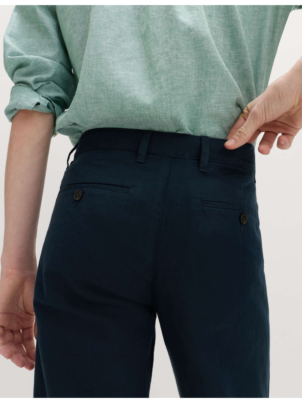 Marks & Spencer Chino kalhoty ze směsi lnu, normální střih Marks & Spencer námořnická modrá