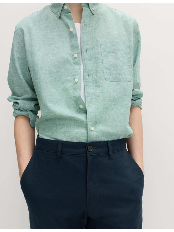 Marks & Spencer Chino kalhoty ze směsi lnu, normální střih Marks & Spencer námořnická modrá