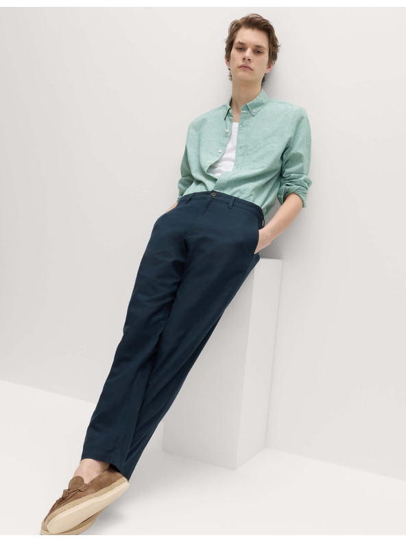 Marks & Spencer Chino kalhoty ze směsi lnu, normální střih Marks & Spencer námořnická modrá
