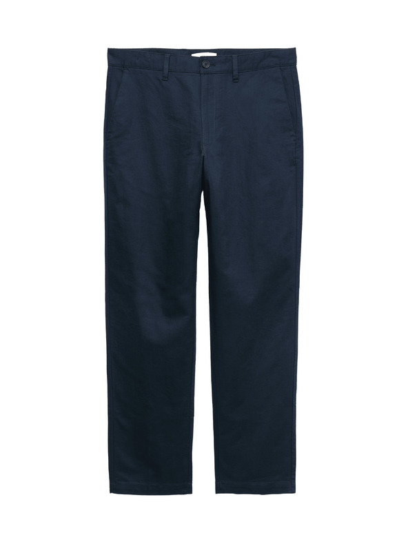 Marks & Spencer Chino kalhoty ze směsi lnu, normální střih Marks & Spencer námořnická modrá