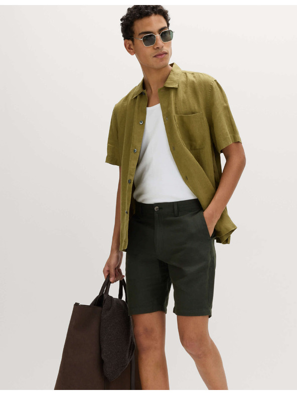 Marks & Spencer Chino šortky, ze směsi lnu Marks & Spencer zelená