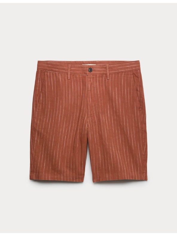 Marks & Spencer Chino šortky, ze směsi lnu Marks & Spencer hnědá