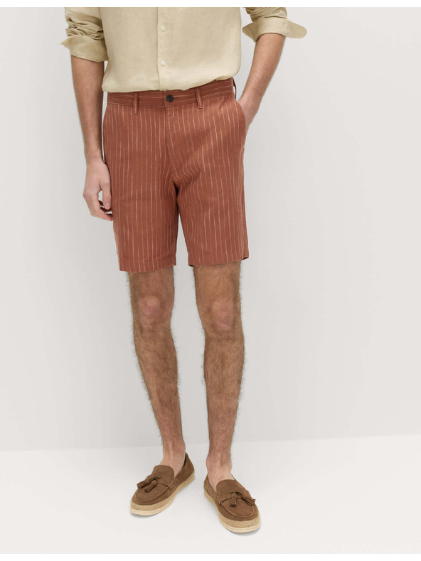 Marks & Spencer Chino šortky, ze směsi lnu Marks & Spencer hnědá