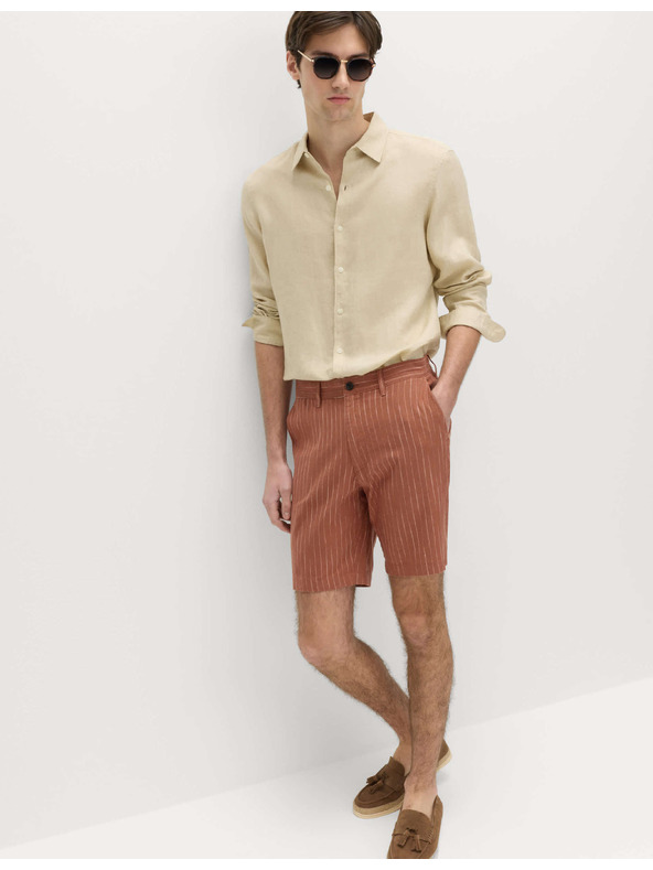 Marks & Spencer Chino šortky, ze směsi lnu Marks & Spencer hnědá