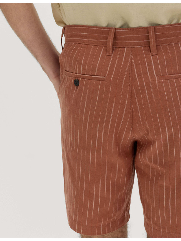 Marks & Spencer Chino šortky, ze směsi lnu Marks & Spencer hnědá
