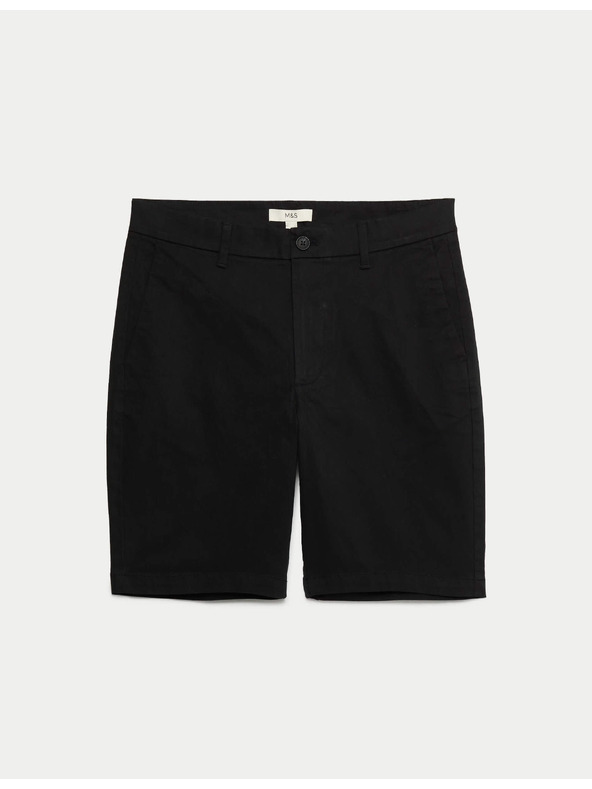 Marks & Spencer Strečové chino šortky, normální střih Marks & Spencer černá