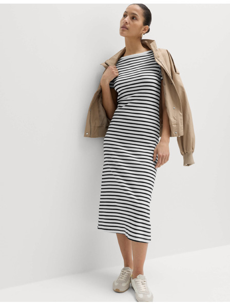 Marks & Spencer Pruhované midi pouzdrové šaty s vysokým podílem bavlny Marks & Spencer černá