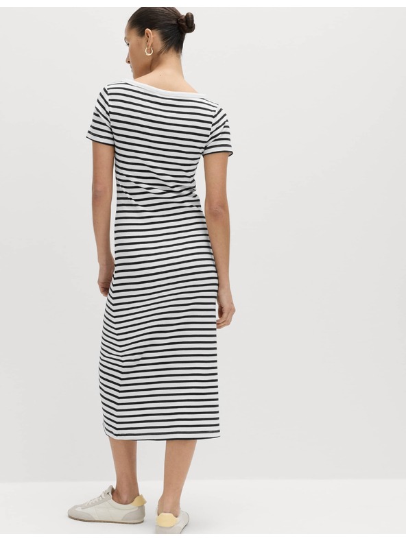 Marks & Spencer Pruhované midi pouzdrové šaty s vysokým podílem bavlny Marks & Spencer černá