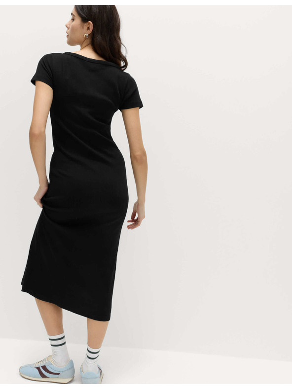 Marks & Spencer Žebrované midi šaty sloupového střihu, s vysokým podílem bavlny Marks & Spencer černá