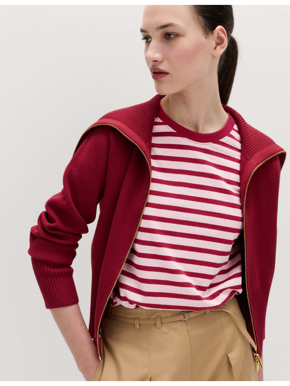 Marks & Spencer Proužkované tričko z čisté bavlny, každodenní střih Marks & Spencer červená