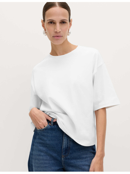Marks & Spencer Top čtvercového střihu z čisté bavlny s vysokou gramáží Marks & Spencer bílá