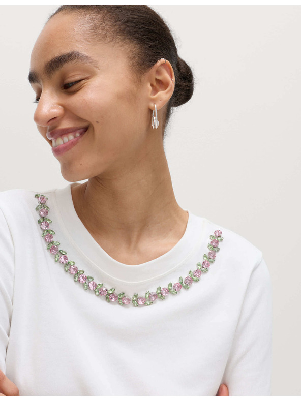 Marks & Spencer Zdobené květované tričko z čisté bavlny Marks & Spencer bílá