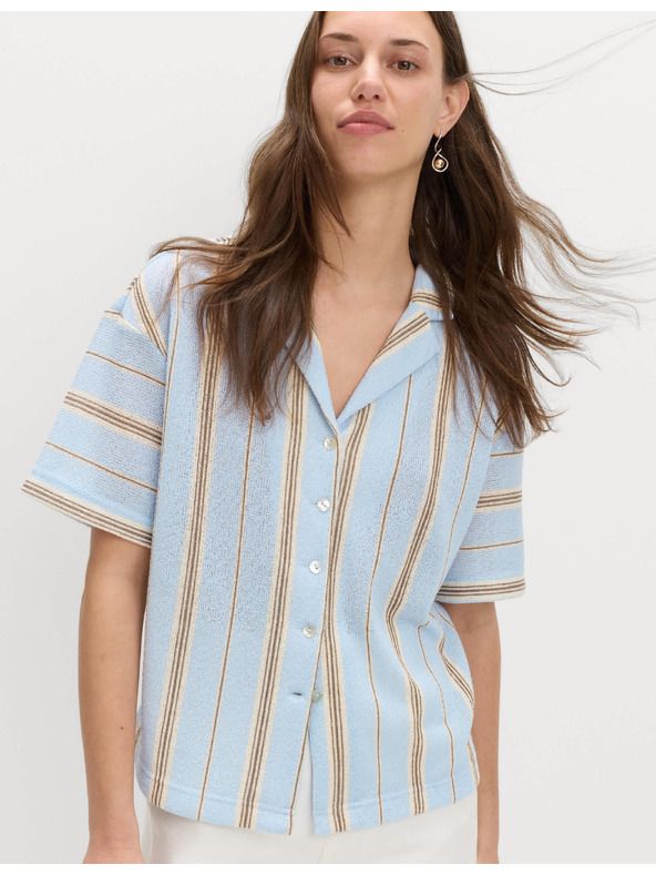 Marks & Spencer Pruhovaná texturovaná ležérní košile Marks & Spencer modrá