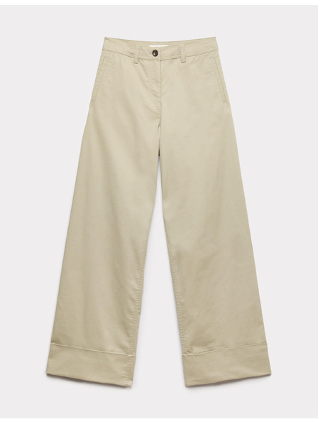 Marks & Spencer Chino kalhoty se širokými nohavicemi a záložkami, s vysokým podílem bavlny Marks & Spencer zelená