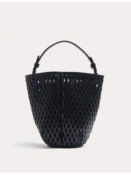 Marks & Spencer Košíková taška QT s laserově vypáleným tulipánem, z umělé kůže Marks & Spencer černá